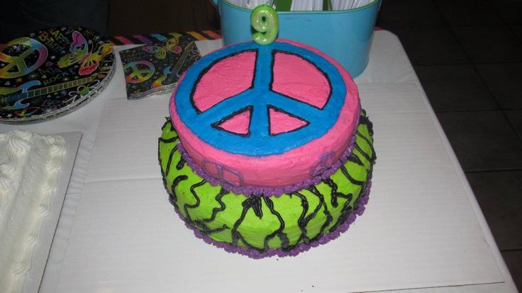 Girls Peace Sign Birthday Cake