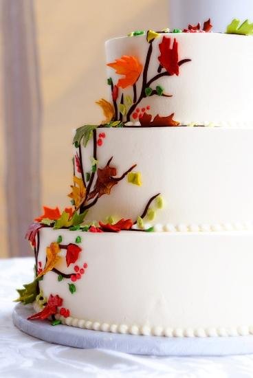 Green and Burgundy Wedding Cake