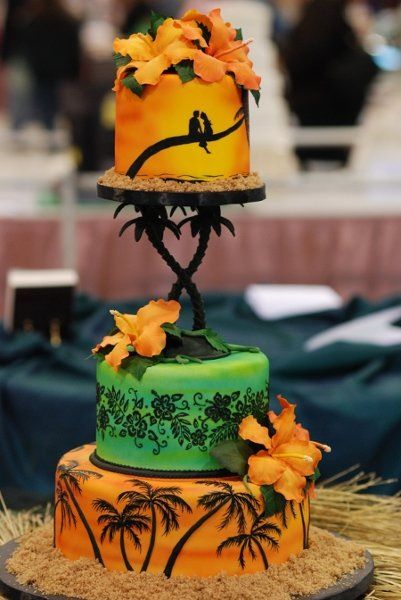 Hawaiian Sunset Wedding Cake