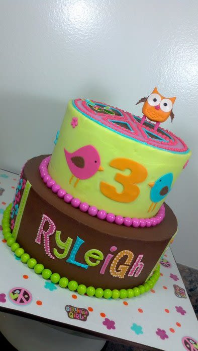 Hippie Chick Owl Birthday Cake