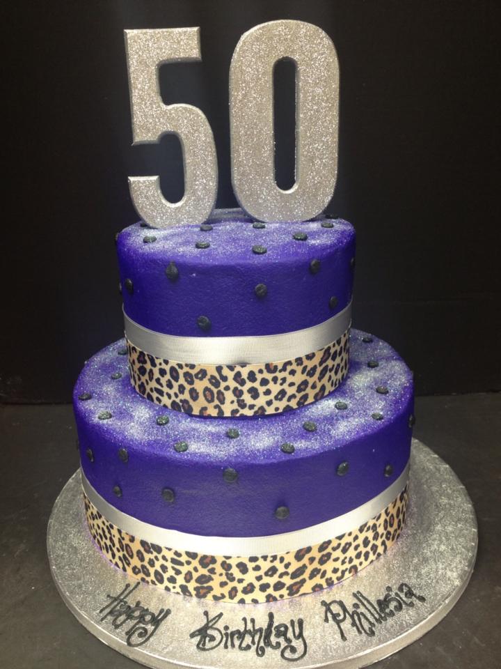 Purple 50th Birthday Cake