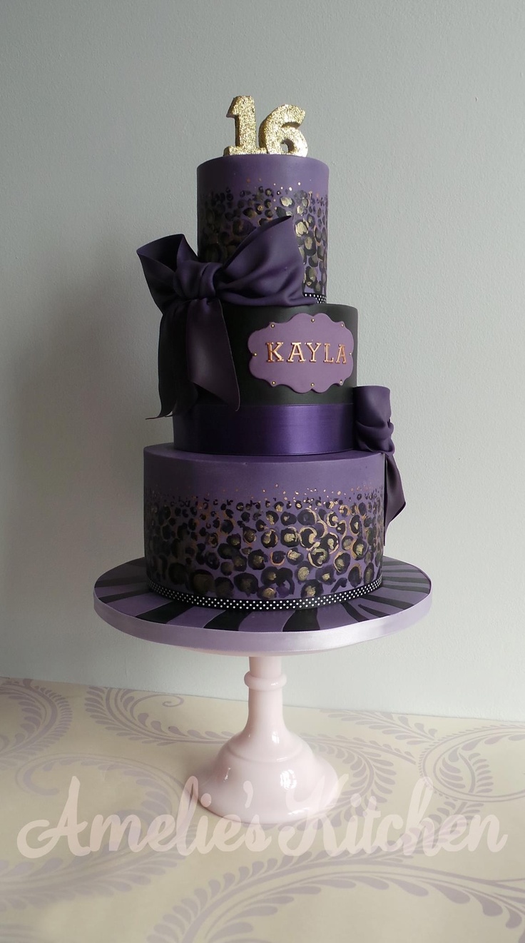 Purple and Gold Elegant Birthday Cakes