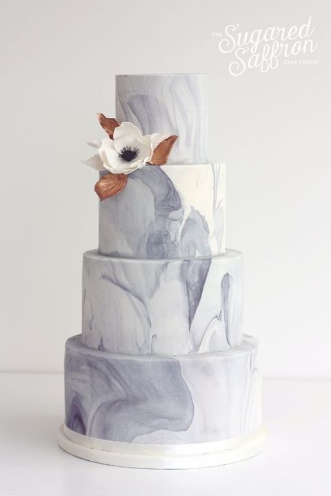 Wedding Cake Purple and White Marble