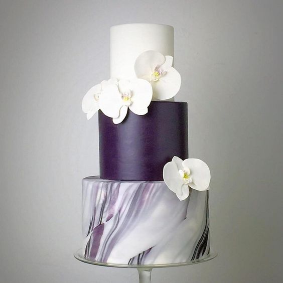 Wedding Cake Purple and White Marble