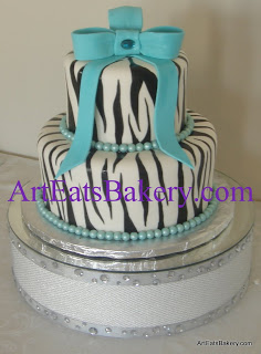 Black White and Blue Birthday Cake