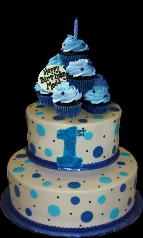 Blue and White Birthday Cake