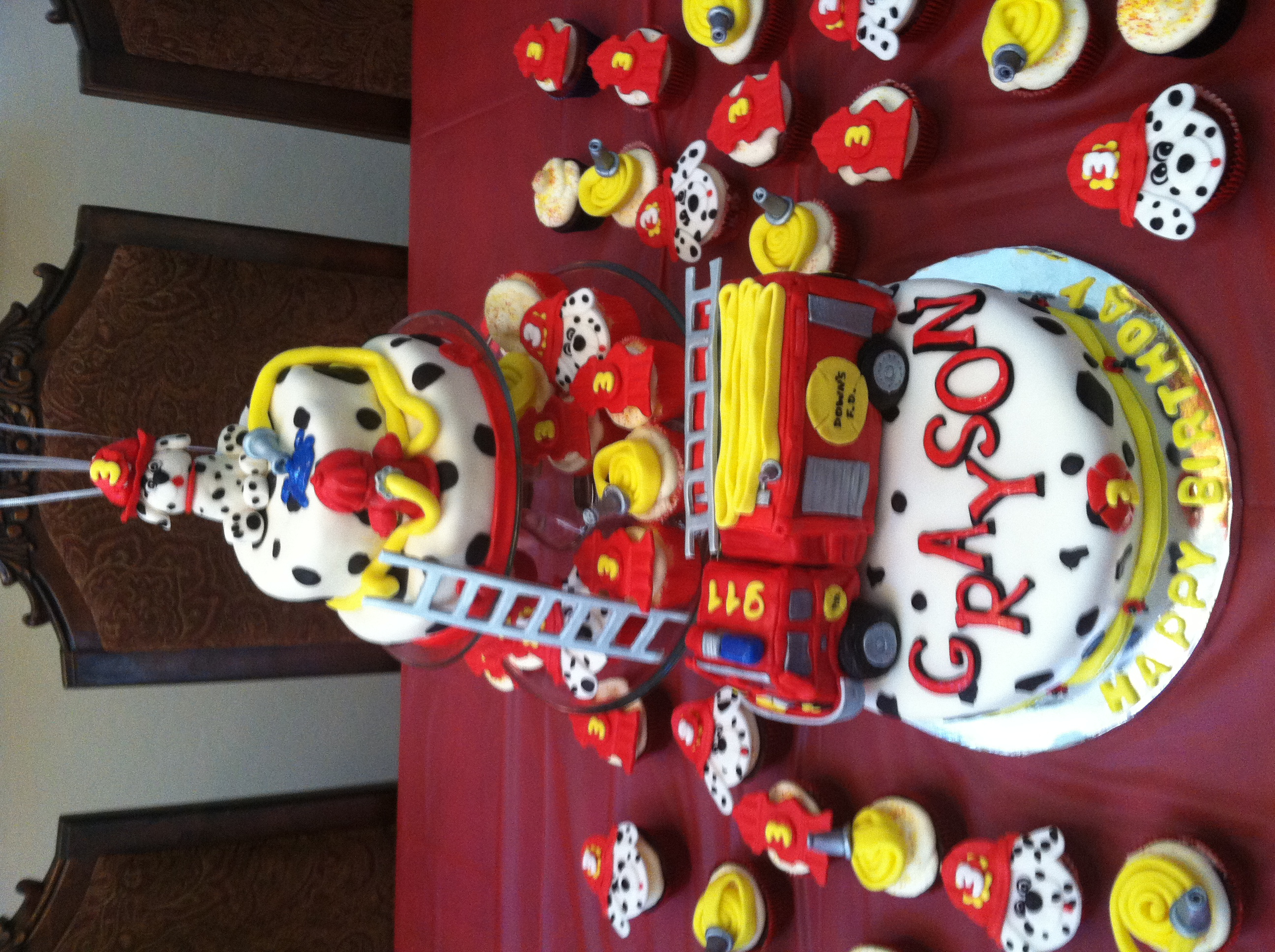 Fire Truck Themed Birthday Cake