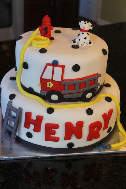 Fire Truck Themed Birthday Cake