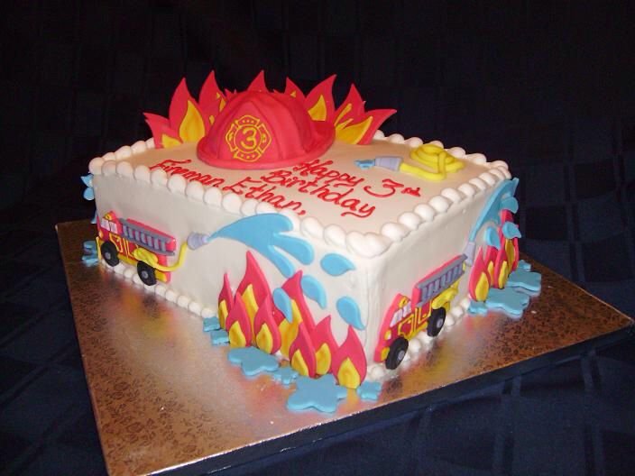 Fire Truck Themed Birthday Cake