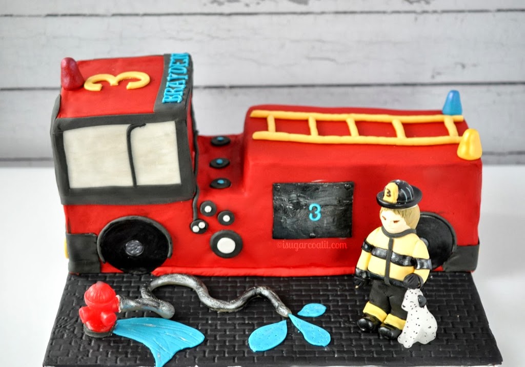 Happy Birthday Cake with Fire Truck