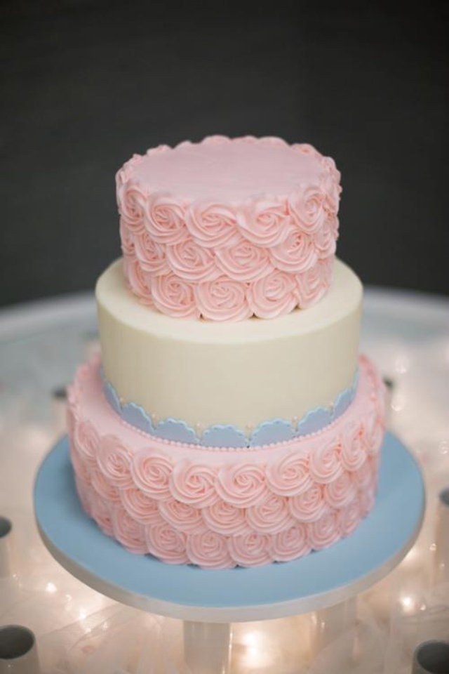 Pink and Blue Wedding Cake