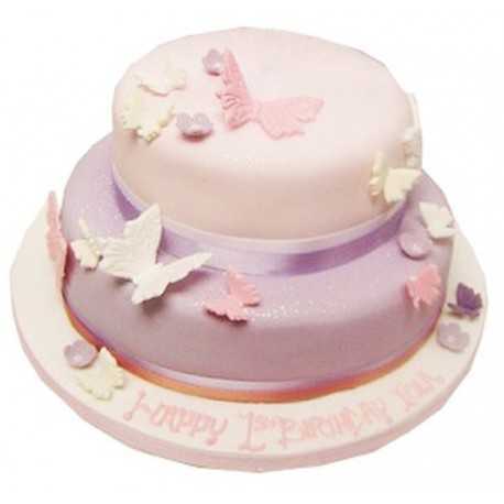 Pink and Purple Butterfly Cake