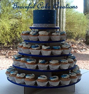 Royal Blue and Silver Wedding Cake Cupcakes