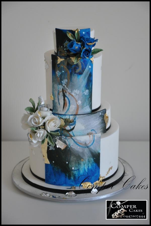 Royal Blue and Silver Wedding Cakes