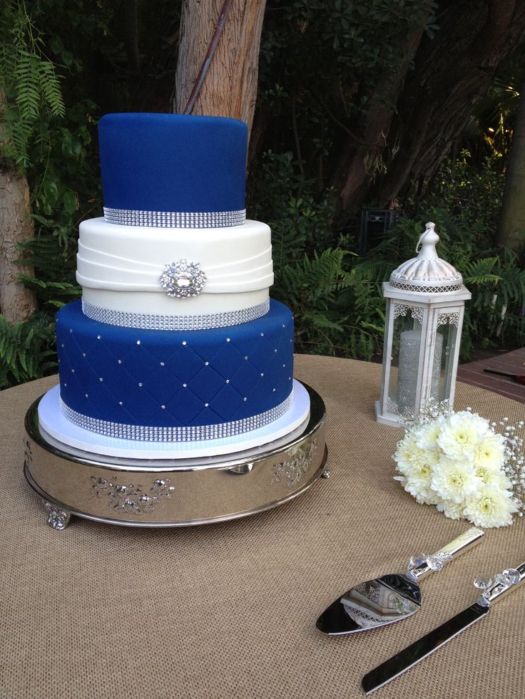 Royal Blue and Silver Wedding Cakes