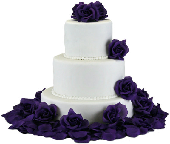 Wedding Cake with Purple Flowers