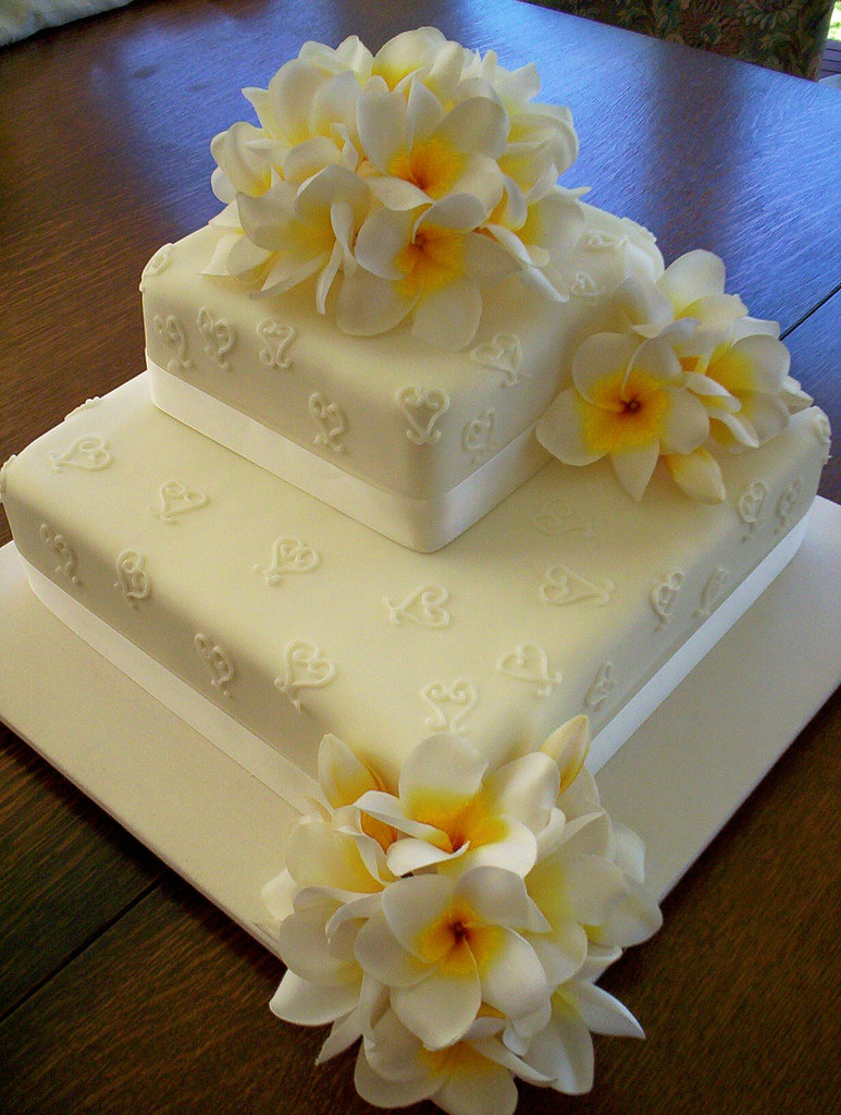 Wedding Cake with Silk Flowers