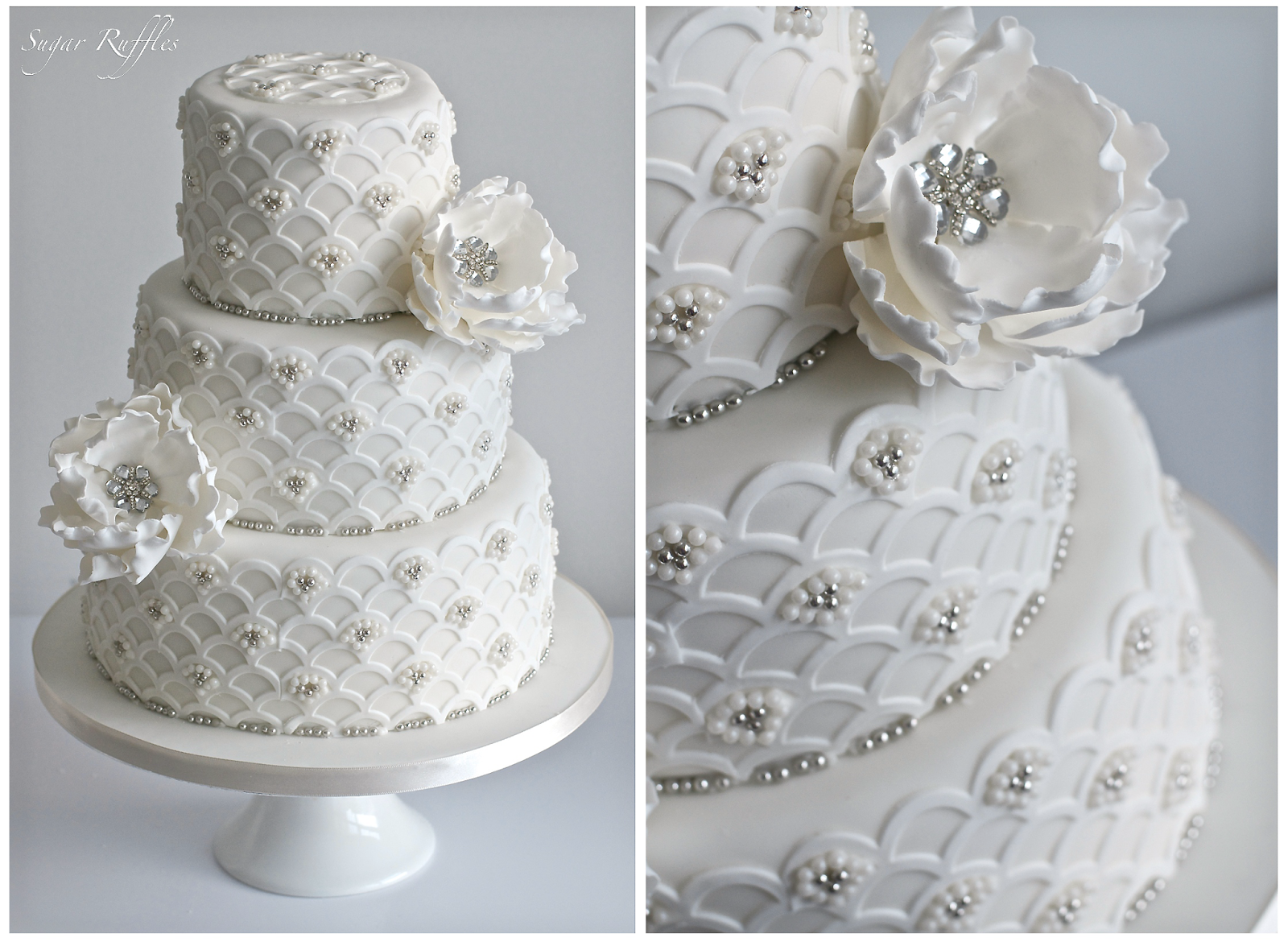 Wedding Cake with White Flowers