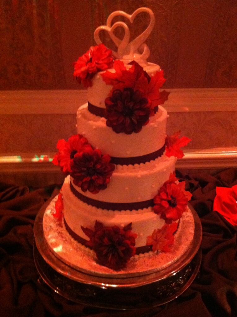 Wedding Cakes Decorated with Silk Flowers