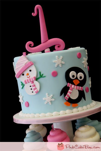 Winter First Birthday Cake