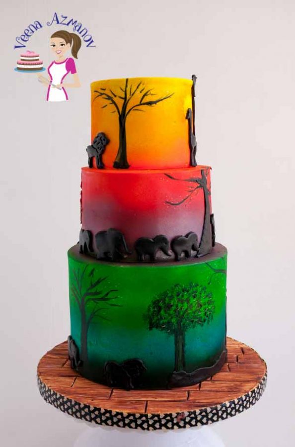 African Safari Sunset Cake