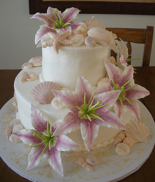 Beach Themed Wedding Cake