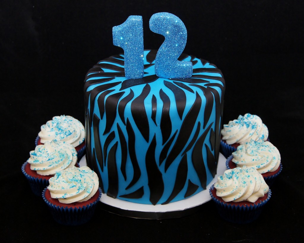 Black and Blue Birthday Cake