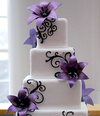 Black and White Wedding Cake Purple