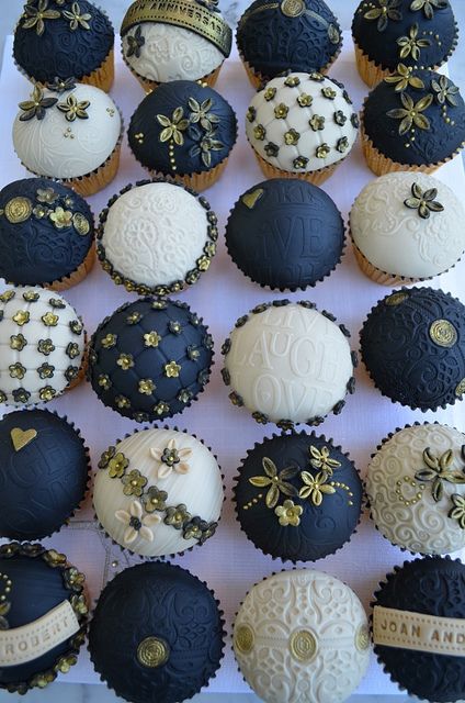 Black White and Gold Cupcakes