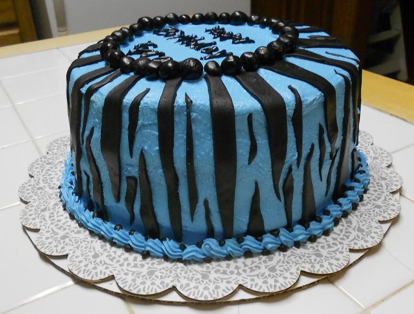 Blue Zebra Print Birthday Cake