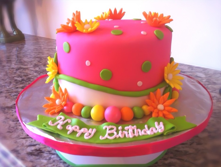 Fondant Flower Birthday Cake