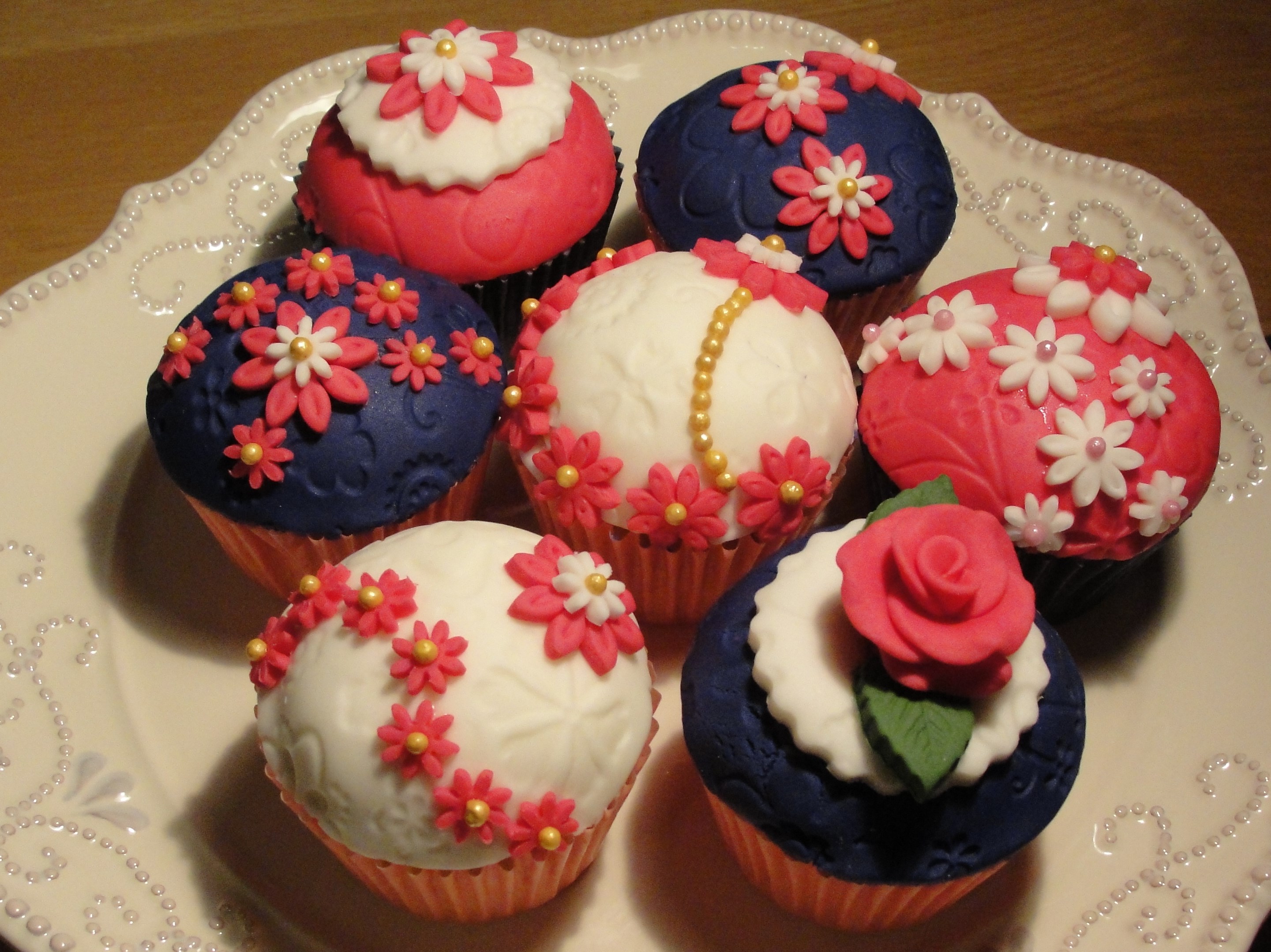 Navy Blue Wedding Cake and Cupcake