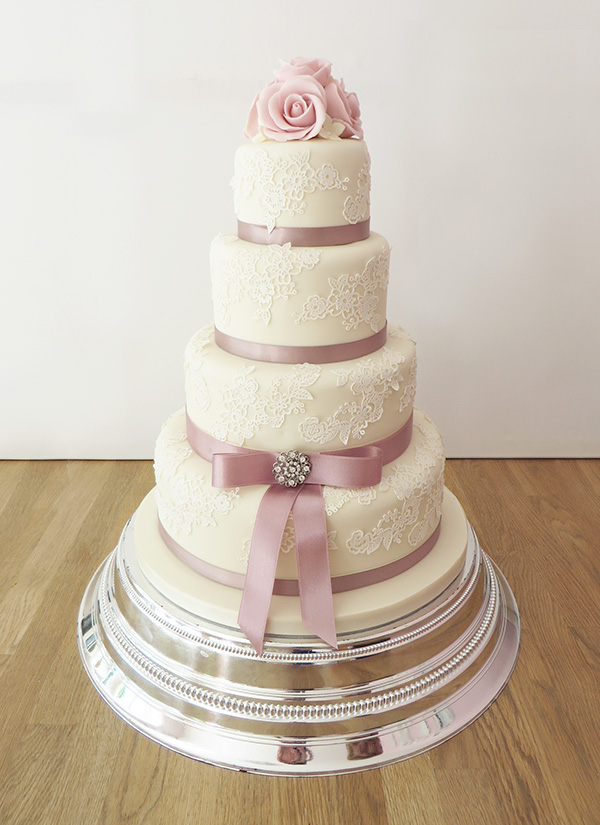 Pink 4 Tier Wedding Cake