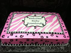 Pink and Black Zebra Baby Shower Cake