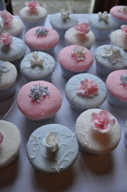 Pink and Blue Cupcake Wedding Cakes