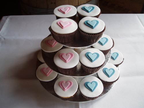 Pink and Blue Cupcake Wedding Cakes