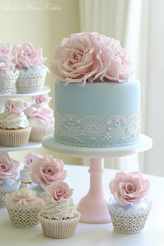 Pink and Blue Cupcake Wedding Cakes