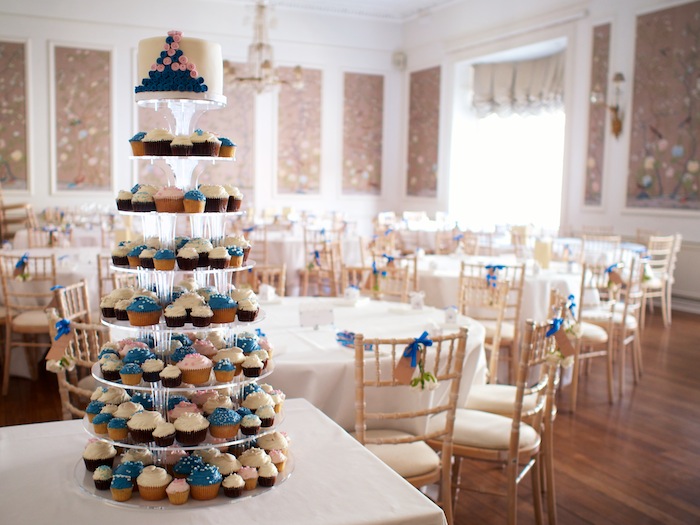 Pink and Blue Cupcake Wedding Cakes