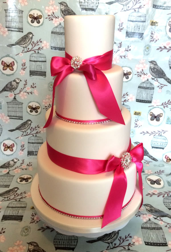 Pink Ribbon Wedding Cake