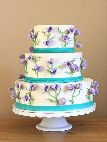 Purple and Teal Wedding Cake