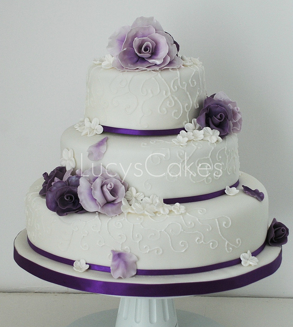 Purple Rose Wedding Cake