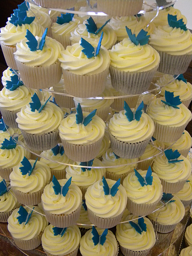 Simple Blue Cupcake Wedding Cake Ideas