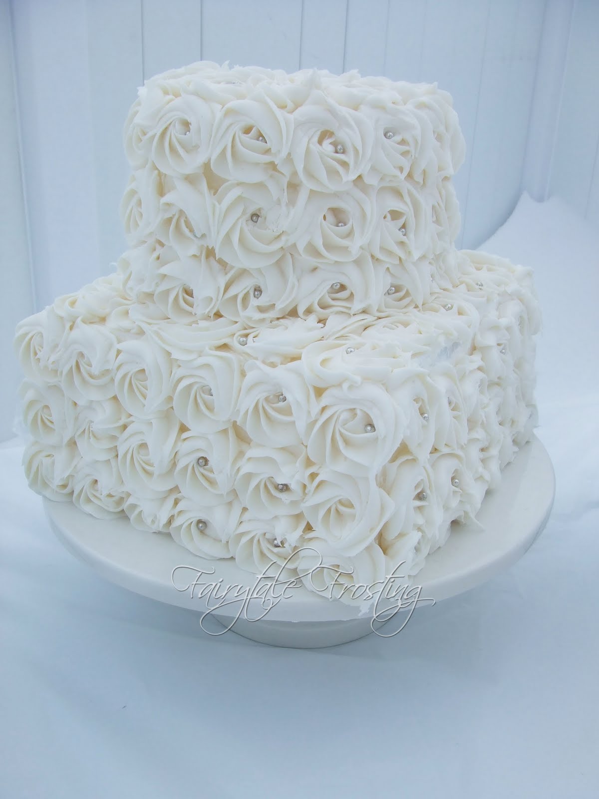 Square Rosette Wedding Cake