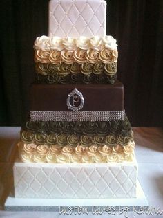 Square Rosette Wedding Cake