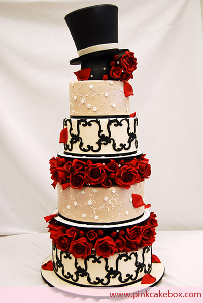 Top Hat and Roses Wedding Cake