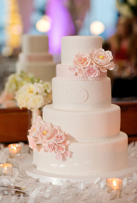 Wedding Cake with White Flowers