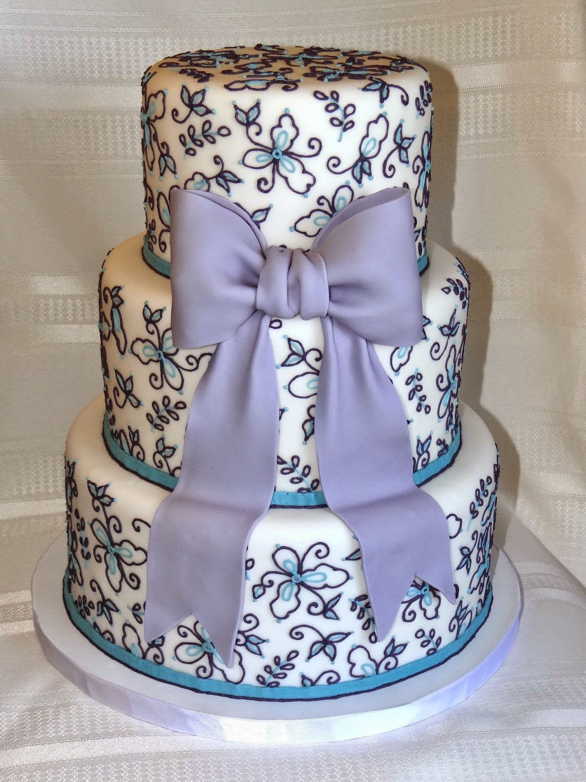 Wedding Cakes with Purple and Turquoise