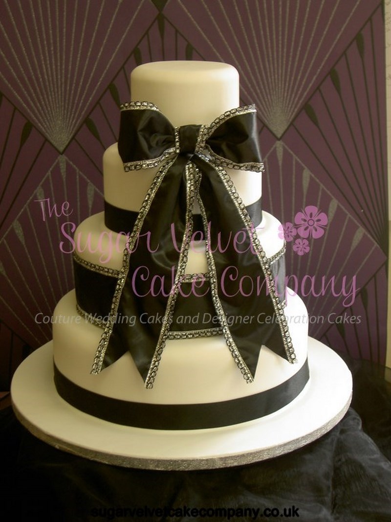 4 Tier Wedding Cake with Ribbon