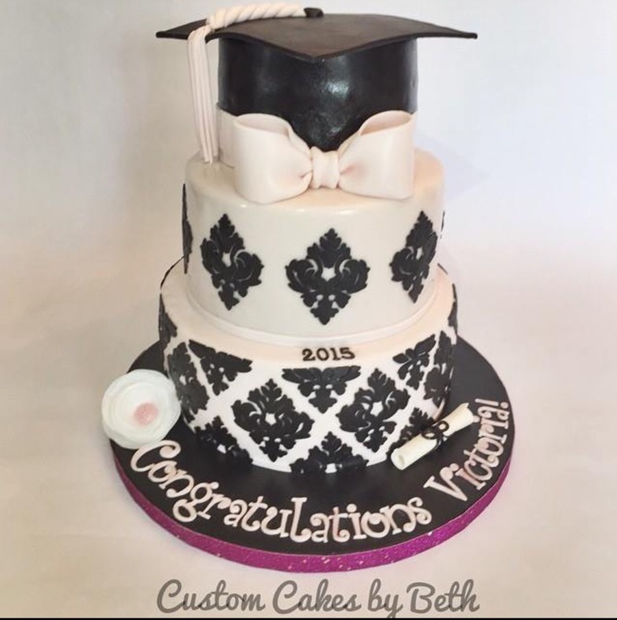 Black and White Graduation Cake