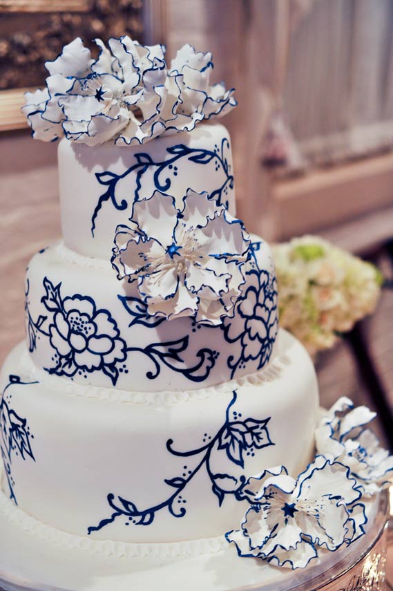 Blue Flower Wedding Cake